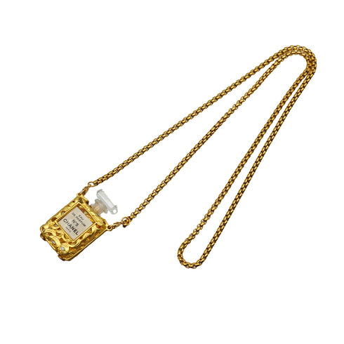 VINTAGE CHANEL NECKLACE PERFUME N°5 GOLD ACCESSORY 90334181