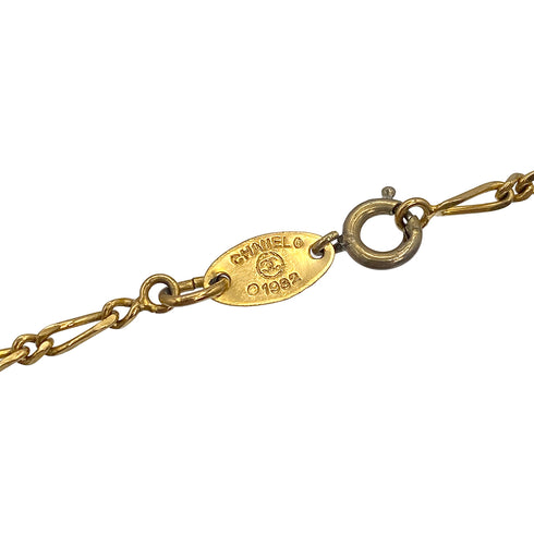 VINTAGE CHANEL NECKLACE RHINESTONE COCOMARK GOLD ACCESSORY 90321135