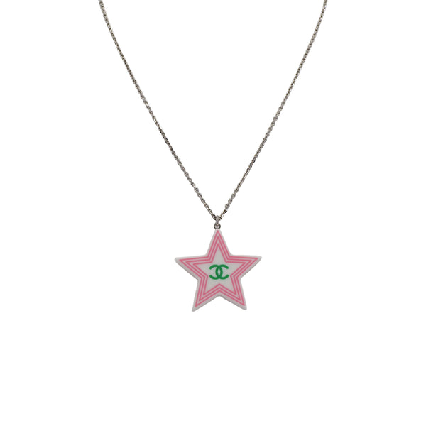 VINTAGE CHANEL NECKLACE STAR COCOMARK WHITE ACCESSORY 04C 90322177