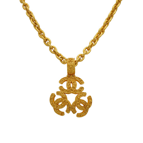 VINTAGE CHANEL NECKLACE TRIPLE COCOMARK GOLD ACCESSORY 94A 90339130