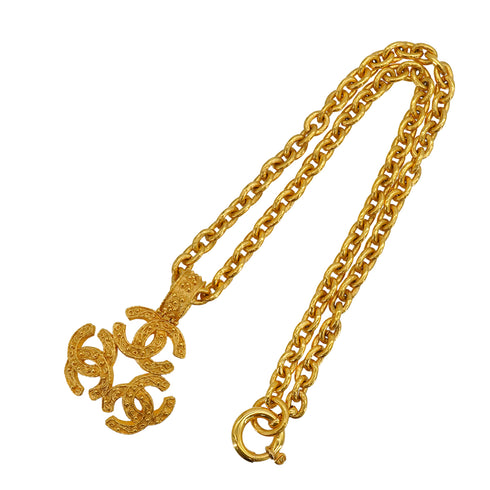 VINTAGE CHANEL NECKLACE TRIPLE COCOMARK GOLD ACCESSORY 94A 90339130