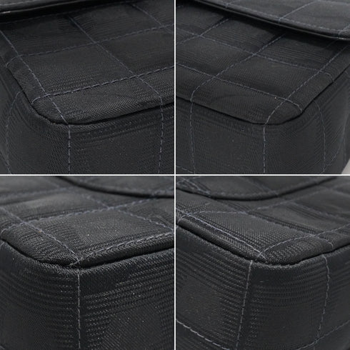 VINTAGE CHANEL NEW TRAVEL LINE EAST WEST CHOCOLATE BAR CHAIN SHOULDER BAG BLACK NYLON 90339648