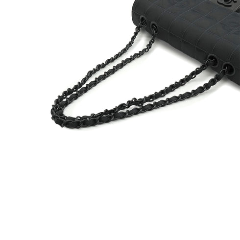 VINTAGE CHANEL NEW TRAVEL LINE EAST WEST CHOCOLATE BAR CHAIN SHOULDER BAG BLACK NYLON 90339648