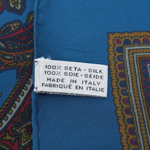 VINTAGE CHANEL LOGO PAISLEY PATTERN SCARF BLUE SILK 90331693