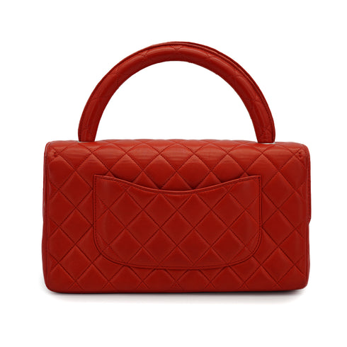 VINTAGE CHANEL PARENT-CHILD BAG PARENTS ONLY RED LAMB SKIN SILVER HARDWARE 90335317