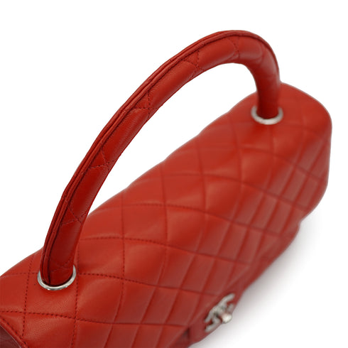VINTAGE CHANEL PARENT-CHILD BAG PARENTS ONLY RED LAMB SKIN SILVER HARDWARE 90335317