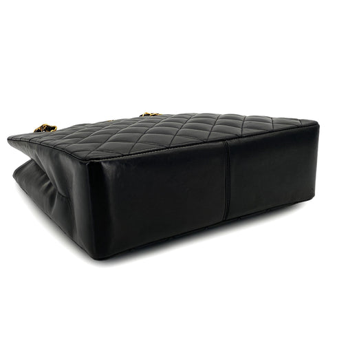 VINTAGE CHANEL PARIS LIMITED EDITION MATELASSE CHAIN SHOULDER BAG BLACK LAMB SKIN GOLD HARDWARE 90324825