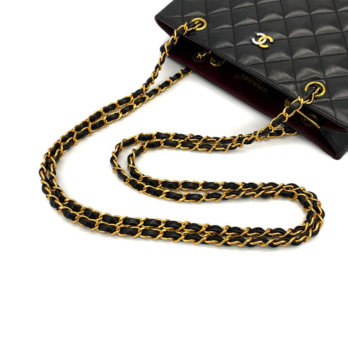 VINTAGE CHANEL PARIS LIMITED EDITION MATELASSE CHAIN SHOULDER BAG BLACK LAMB SKIN GOLD HARDWARE 90324825