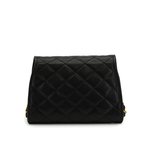 VINTAGE CHANEL PARIS LIMITED EDITION MATELASSE CHAIN SHOULDER BAG BLACK LAMB SKIN GOLD HARDWARE 90343958