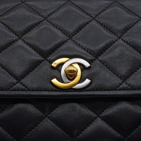 VINTAGE CHANEL PARIS LIMITED EDITION MATELASSE CHAIN SHOULDER BAG BLACK LAMB SKIN GOLD HARDWARE 90343958
