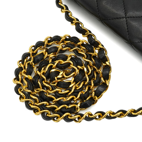VINTAGE CHANEL PARIS LIMITED EDITION MATELASSE CHAIN SHOULDER BAG BLACK LAMB SKIN GOLD HARDWARE 90343958