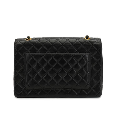 VINTAGE CHANEL PARIS LIMITED EDITION MATELASSE CHAIN SHOULDER BAG BLACK LAMB SKIN GOLD HARDWARE 90328929