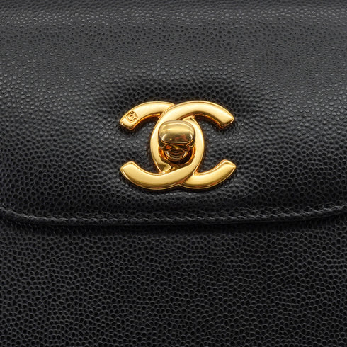VINTAGE CHANEL PARTY KELLY HAND BAG BLACK CAVIAR SKIN GOLD HARDWARE 90339949
