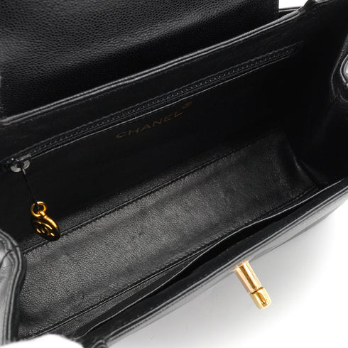 VINTAGE CHANEL PARTY KELLY HAND BAG BLACK CAVIAR SKIN GOLD HARDWARE 90339949