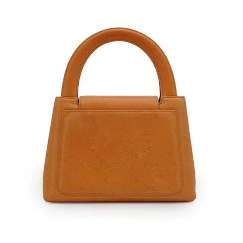 VINTAGE CHANEL PARTY KELLY HAND BAG ORANGE CAVIAR SKIN GOLD HARDWARE 90339162
