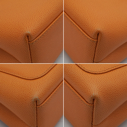 VINTAGE CHANEL PARTY KELLY HAND BAG ORANGE CAVIAR SKIN GOLD HARDWARE 90339162