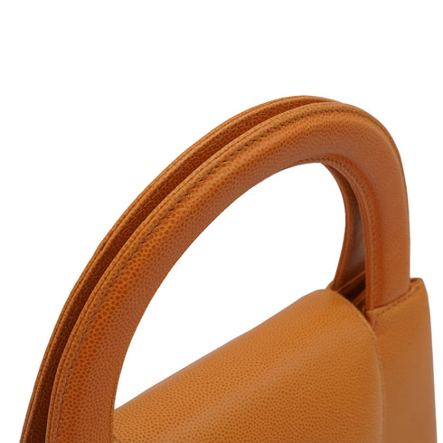 VINTAGE CHANEL PARTY KELLY HAND BAG ORANGE CAVIAR SKIN GOLD HARDWARE 90339162