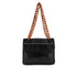 VINTAGE CHANEL PLASTIC CHAIN SHOULDER BAG TORTOISESHELL BLACK LAMB SKIN 90328120