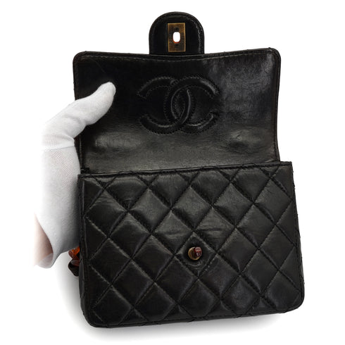 VINTAGE CHANEL PLASTIC CHAIN SHOULDER BAG TORTOISESHELL BLACK LAMB SKIN 90331808