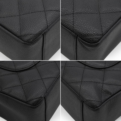 VINTAGE CHANEL PST CHAIN TOTE BAG BLACK CAVIAR SKIN GOLD HARDWARE 90344088