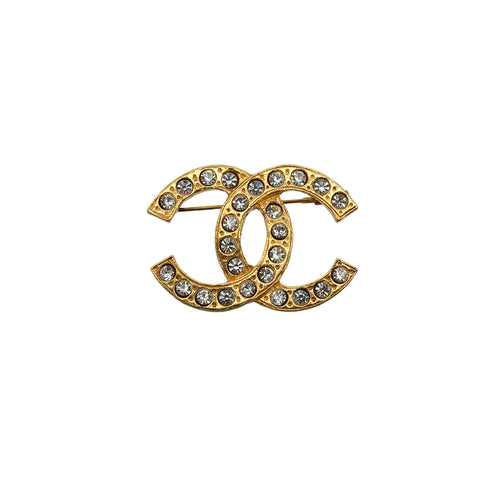 VINTAGE CHANEL COCOMARK RHINESTONE BROOCH GOLD ACCESSORY 90343338