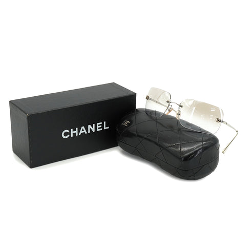 VINTAGE CHANEL RIMLESS SUNGLASSES COCOMARK CLEAR SILVER EYEWEAR 90340173