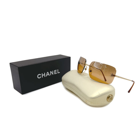 VINTAGE CHANEL RIMLESS SUNGLASSES COCOMARK ORANGE EYEWEAR 90315441