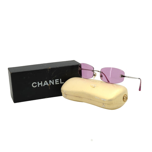 VINTAGE CHANEL RIMLESS SUNGLASSES COCOMARK PURPLE EYEWEAR 90343244