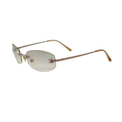 VINTAGE CHANEL RIMLESS SUNGLASSES COCOMARK SILVER EYEWEAR 90340371