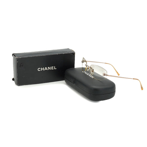 VINTAGE CHANEL RIMLESS SUNGLASSES COCOMARK SILVER EYEWEAR 90340371