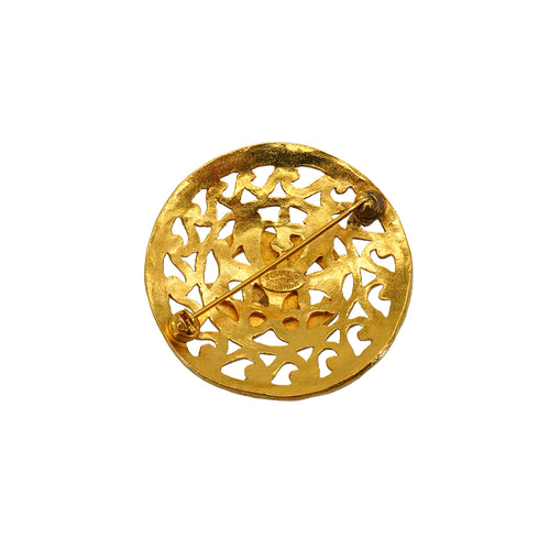 VINTAGE CHANEL ROUND BROOCH COCOMARK GOLD ACCESSORY 95A 90345098