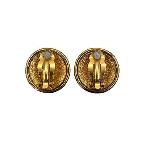 VINTAGE CHANEL ROUND EARRINGS COCOMARK GOLD ACCESSORY 93P 90323103