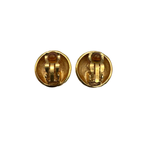 VINTAGE CHANEL ROUND EARRINGS COCOMARK GOLD ACCESSORY 96A 90323109
