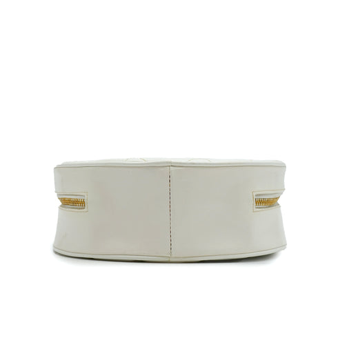 VINTAGE CHANEL ROUND VANITY HAND BAG WHITE ENAMEL GOLD HARDWARE 90347772