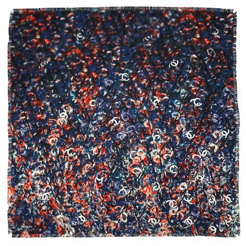 VINTAGE CHANEL SCARF COCOMARK FRINGE MULTICOLOR SILK 90345102