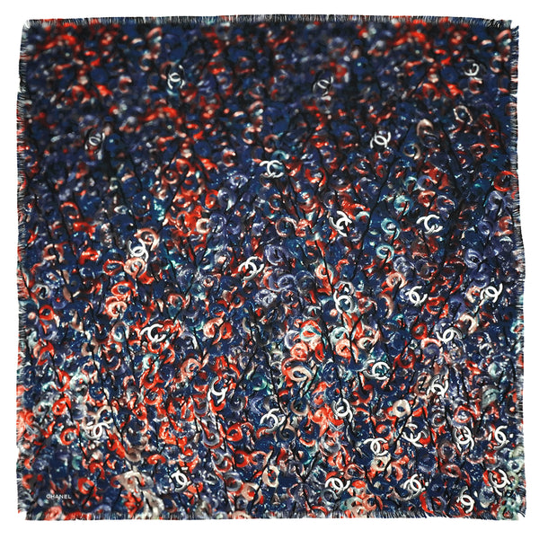 VINTAGE CHANEL SCARF COCOMARK FRINGE MULTICOLOR SILK 90345102