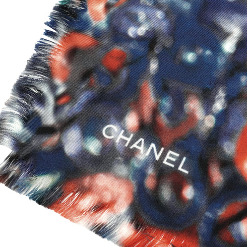 VINTAGE CHANEL SCARF COCOMARK FRINGE MULTICOLOR SILK 90345102