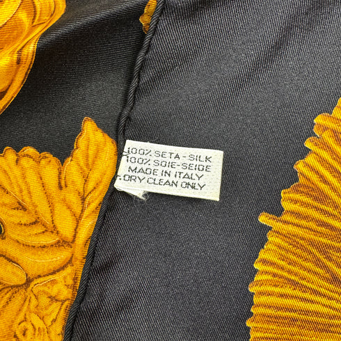 VINTAGE CHANEL SCARF COCOMARK GRAPES PATTERN BLACK YELLOW SILK 90318295