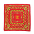 VINTAGE CHANEL SCARF COCOMARK LOGO CHAIN PATTERN RED GOLD SILK 90319711