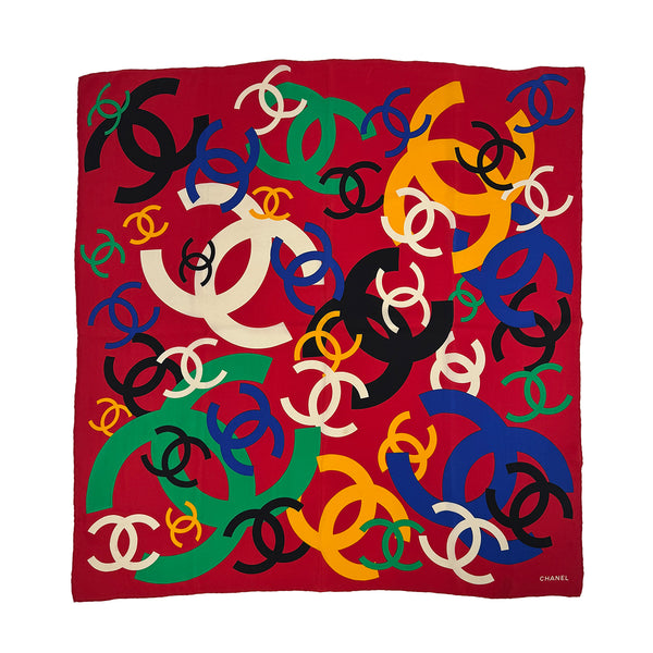 VINTAGE CHANEL SCARF COCOMARK MULTICOLOR SILK 90318645