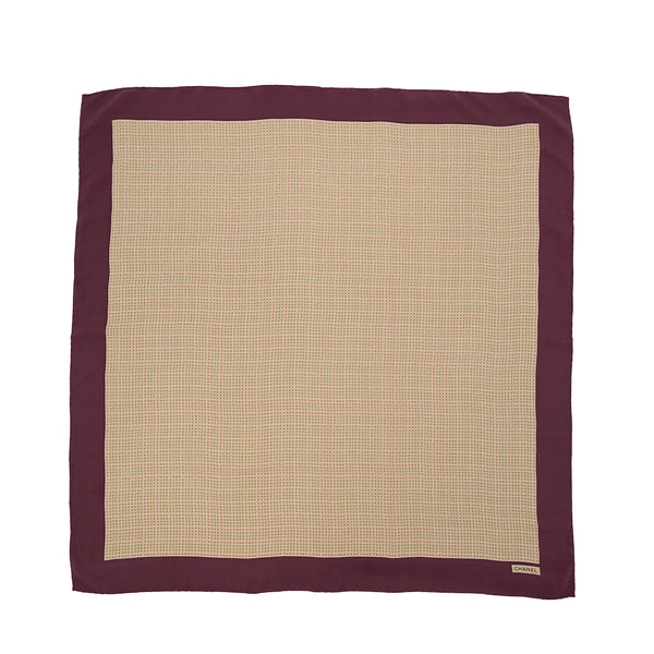 VINTAGE CHANEL SCARF COCOMARK PATTERN PURPLE BEIGE SILK 90319725