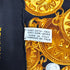 VINTAGE CHANEL SCARF LOGO CHAIN PATTERN BLACK GOLD SILK 90318647