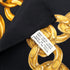 VINTAGE CHANEL SCARF LOGO CHAIN PATTERN BLACK YELLOW SILK 90318641
