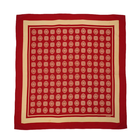 VINTAGE CHANEL SCARF LOGO RED SILK 90330709