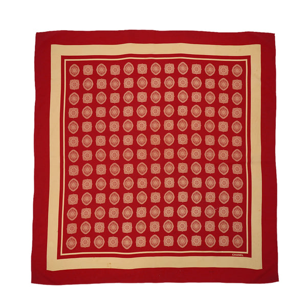 VINTAGE CHANEL SCARF LOGO RED SILK 90330709