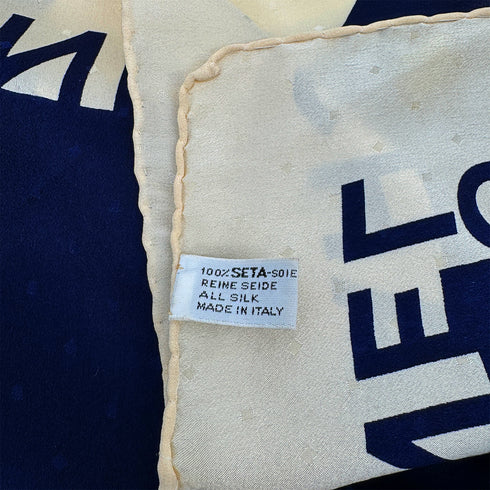 VINTAGE CHANEL SCARF MADEMOISELLE LOGO NAVY SILK 90321122
