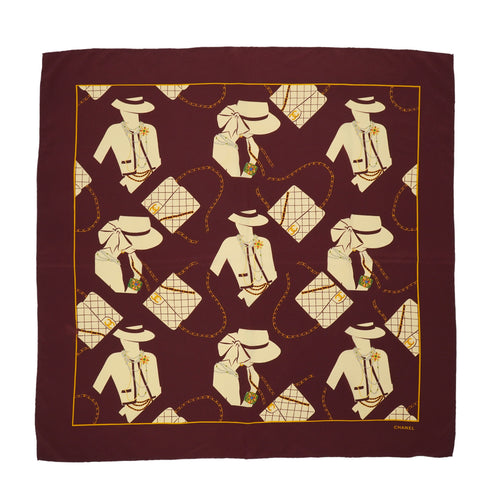 VINTAGE CHANEL SCARF MADEMOISELLE MATELASSE BROWN SILK 90331388