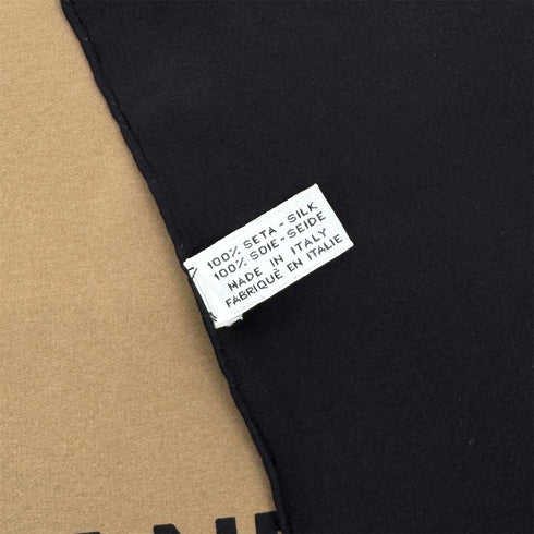 VINTAGE CHANEL SCARF MATELASSE BAG LOGO BLACK BEIGE SILK 90324120