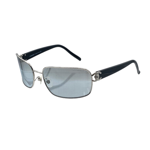 VINTAGE CHANEL SUNGLASSES COCOMARK BLACK SILVER EYEWEAR 90312547