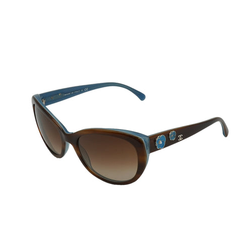 VINTAGE CHANEL SUNGLASSES COCOMARK CAMELLIA BROWN BLUE EYEWEAR 90340542